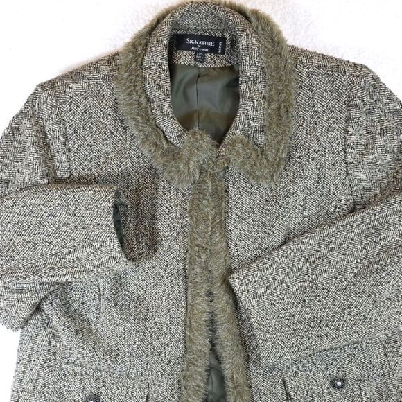 Vintage Style Signature By Larry Gray Texured Coat Set With Wide Legged Trousers - Picture 3 of 16